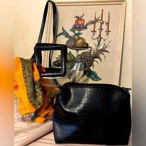 NWOT two bags in one, one black and one clear, use scarfs to change the look
